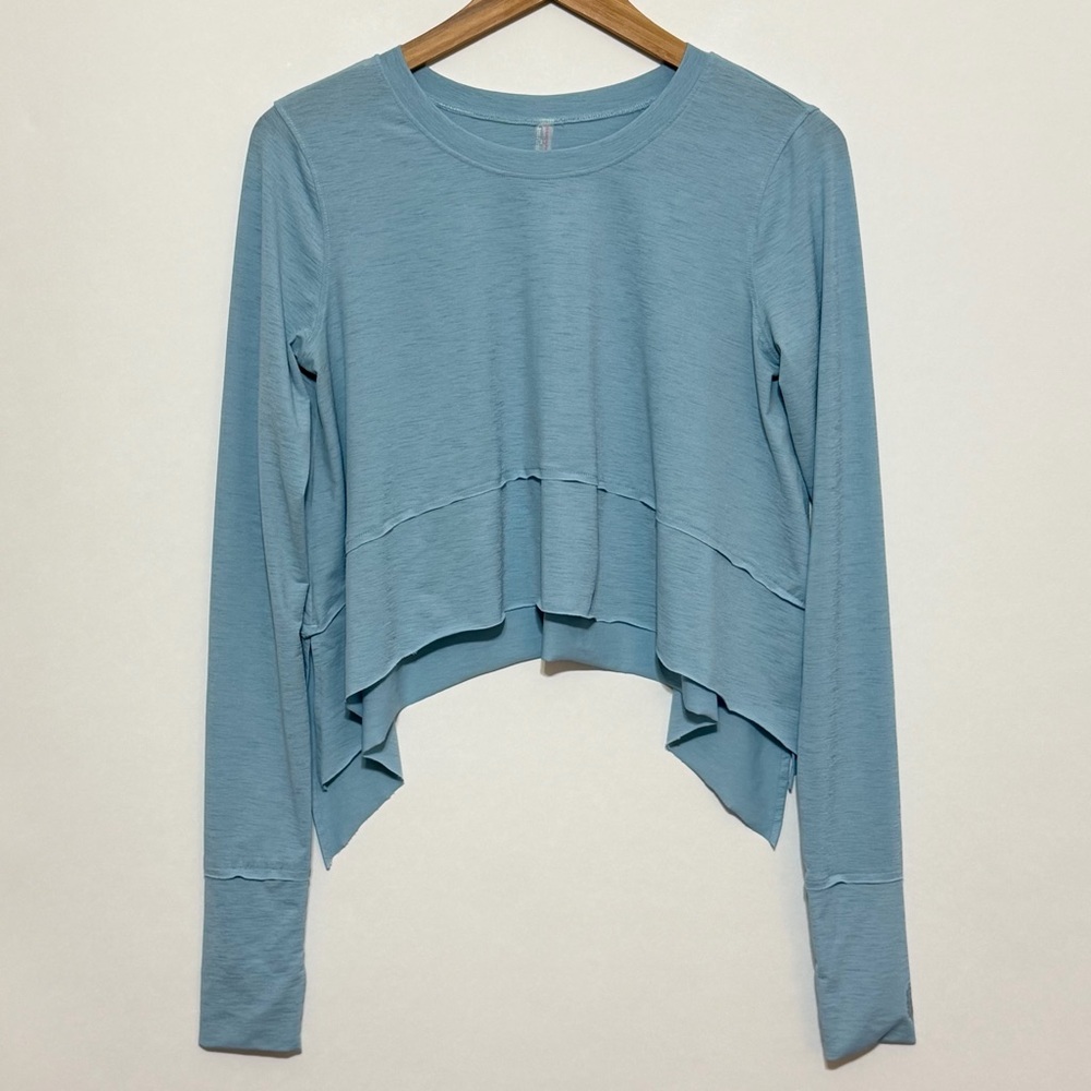 FP Movement by Free People Light Blue Layered Asymmetric Long Sleeve Tee